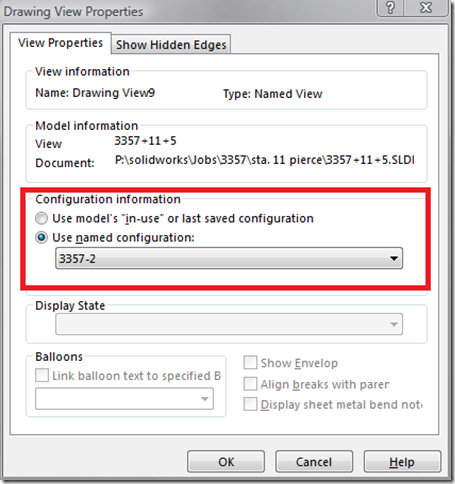 drawing view properties