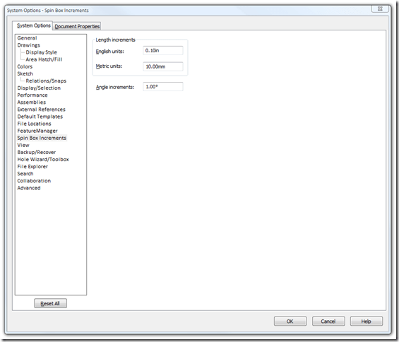 system options_spin box increments