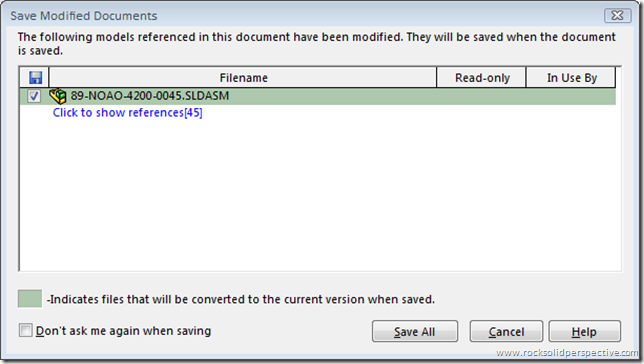 save modified documents screen