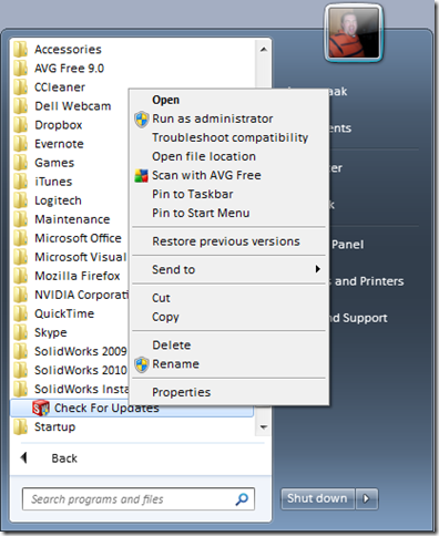 solidworks im rmb properties
