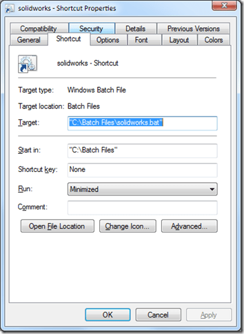 run minimized