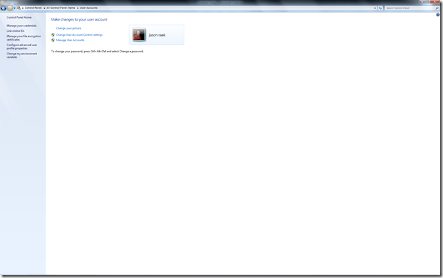 user accounts screen