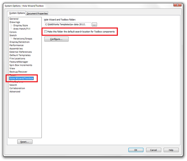 toolbox default search location